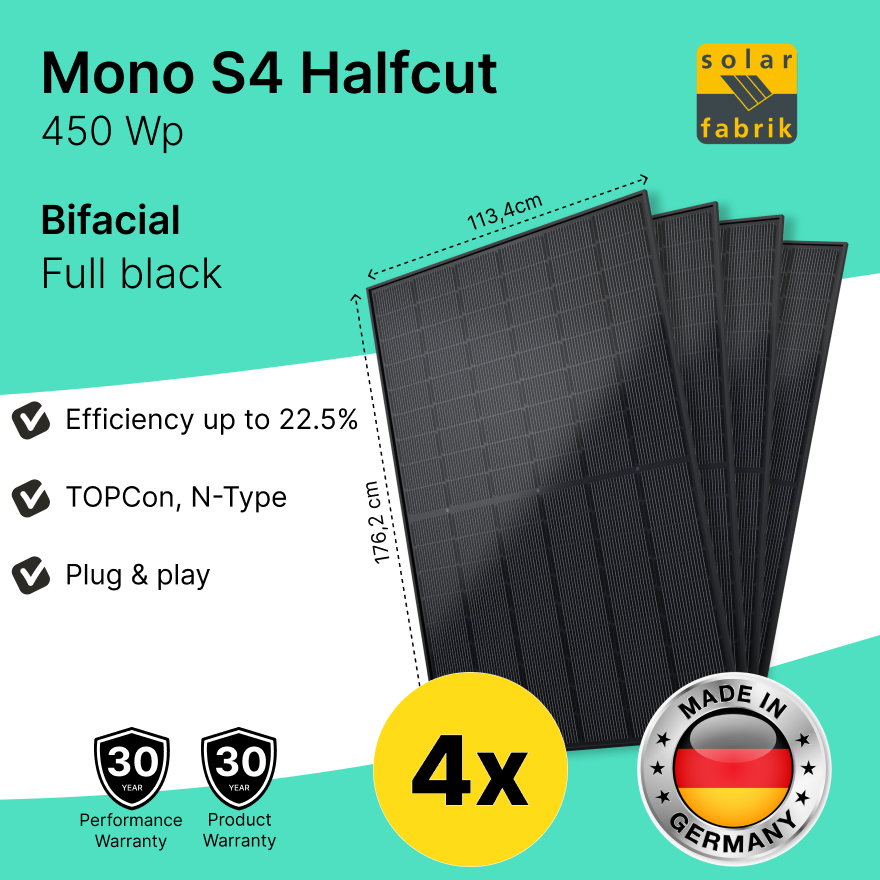Solar Fabrik Mono s4 450wp Panel 1x Bifacial TOPCon N-Type